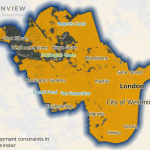 Map showing Westminster development constraints